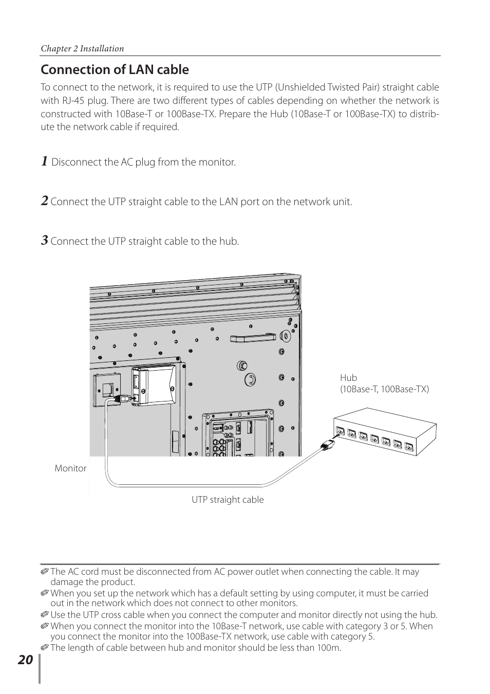 Connection of lan cable | Sanyo PJ-Net Organizer Plus POA-LN02 User Manual | Page 20 / 116