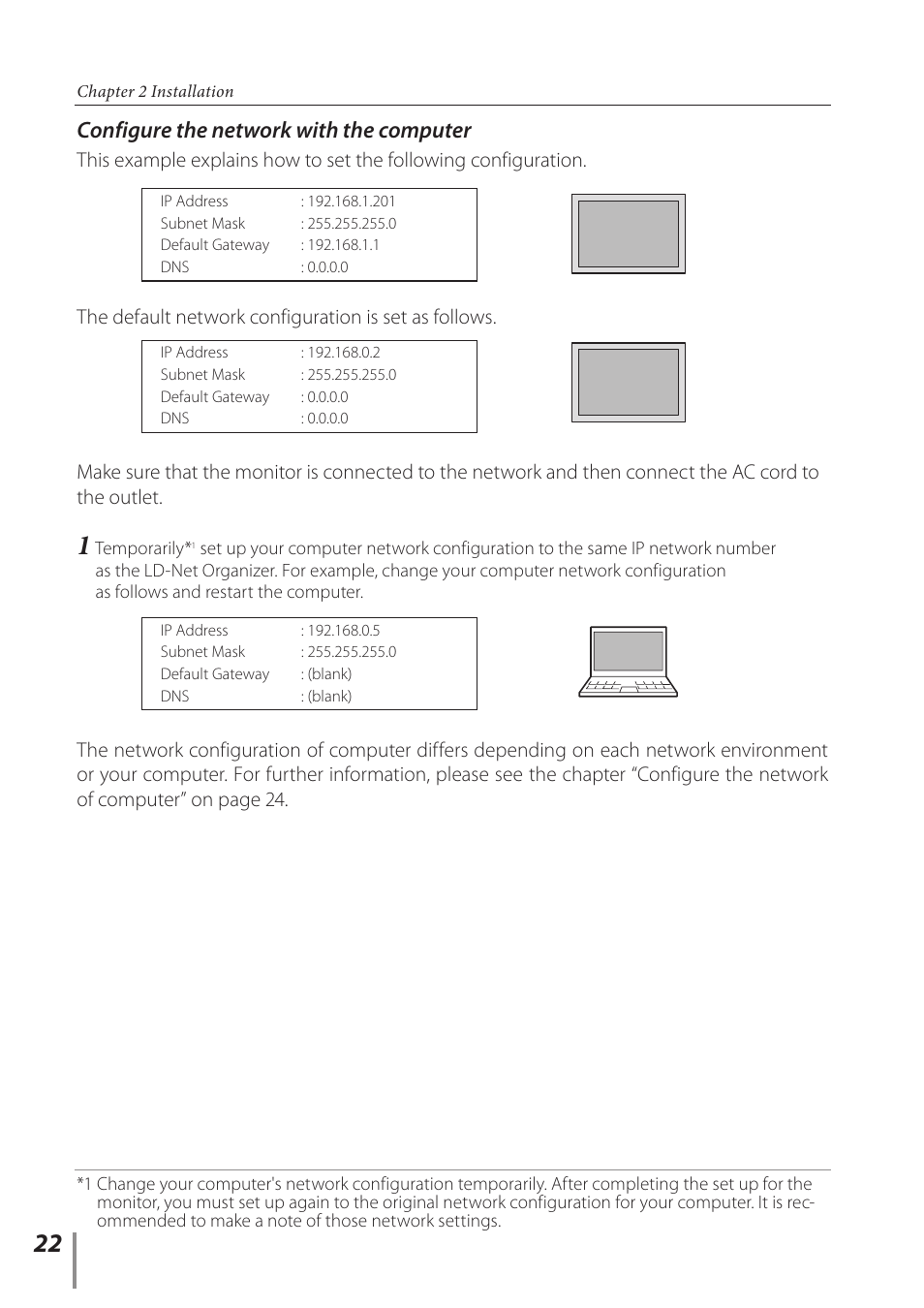 Configure the network with the computer | Sanyo PJ-Net Organizer Plus POA-LN02 User Manual | Page 22 / 116