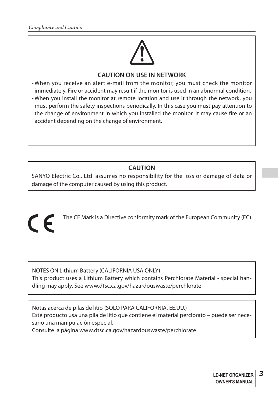 Sanyo PJ-Net Organizer Plus POA-LN02 User Manual | Page 3 / 116