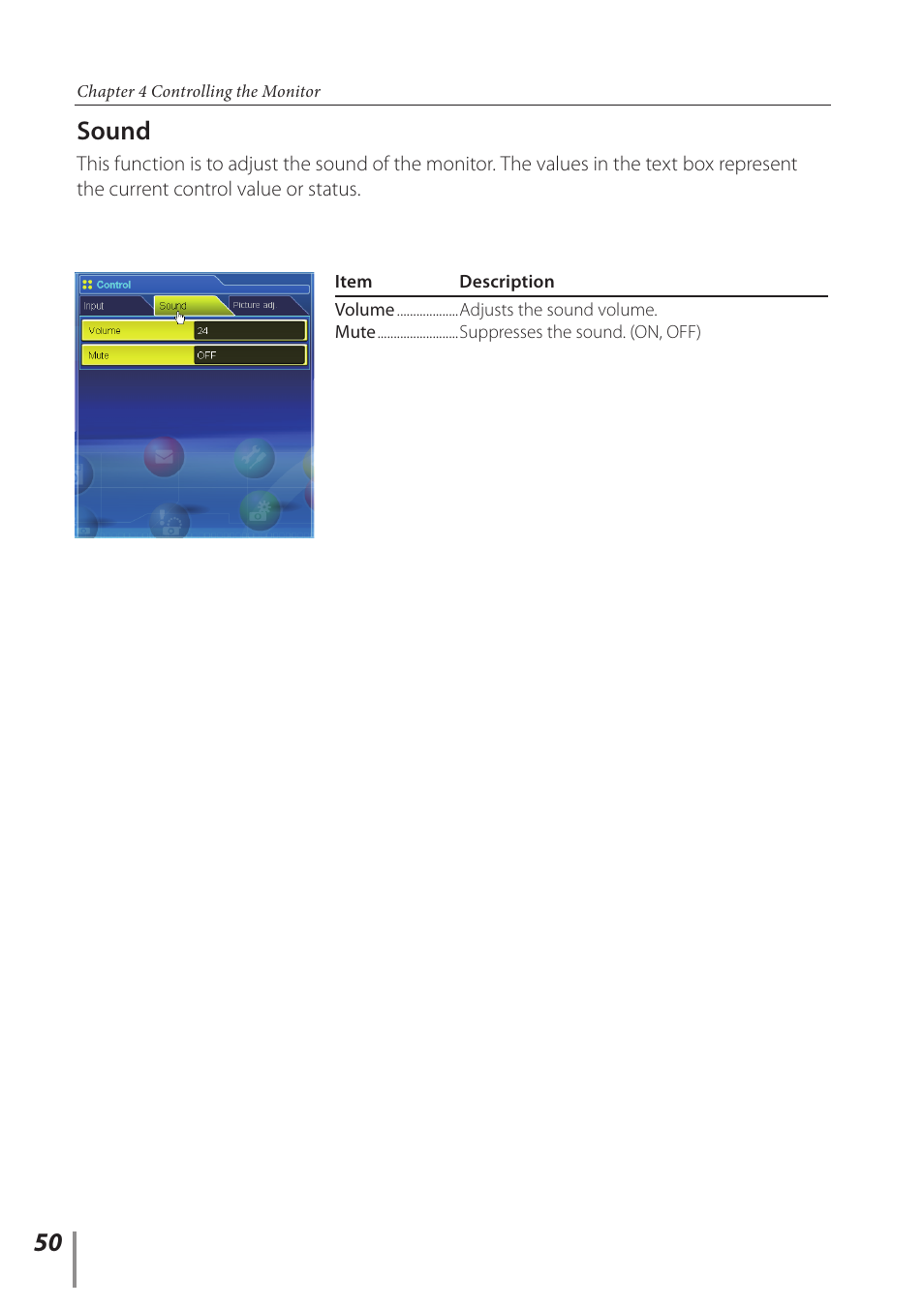 Sound | Sanyo PJ-Net Organizer Plus POA-LN02 User Manual | Page 50 / 116