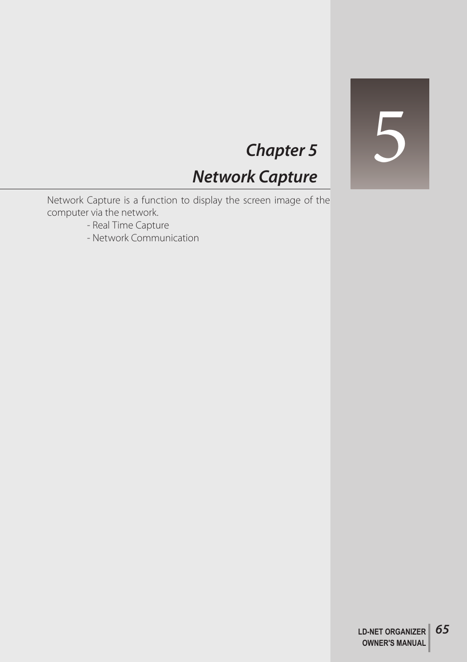 Chapter 5 network capture | Sanyo PJ-Net Organizer Plus POA-LN02 User Manual | Page 65 / 116