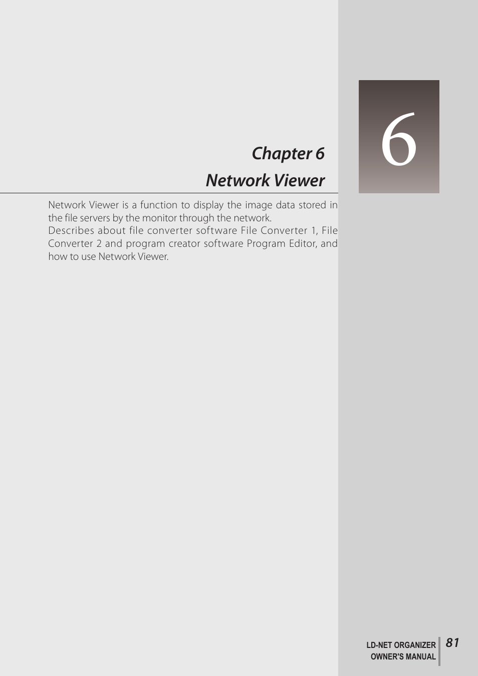 Chapter 6 network viewer | Sanyo PJ-Net Organizer Plus POA-LN02 User Manual | Page 81 / 116