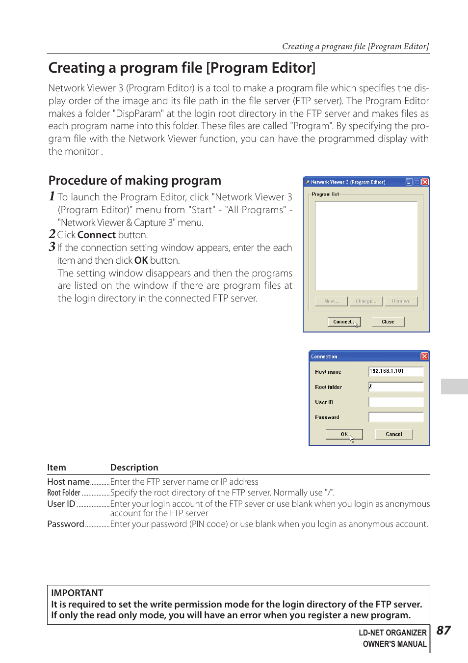 Creating a program file [program editor, Procedure of making program | Sanyo PJ-Net Organizer Plus POA-LN02 User Manual | Page 87 / 116