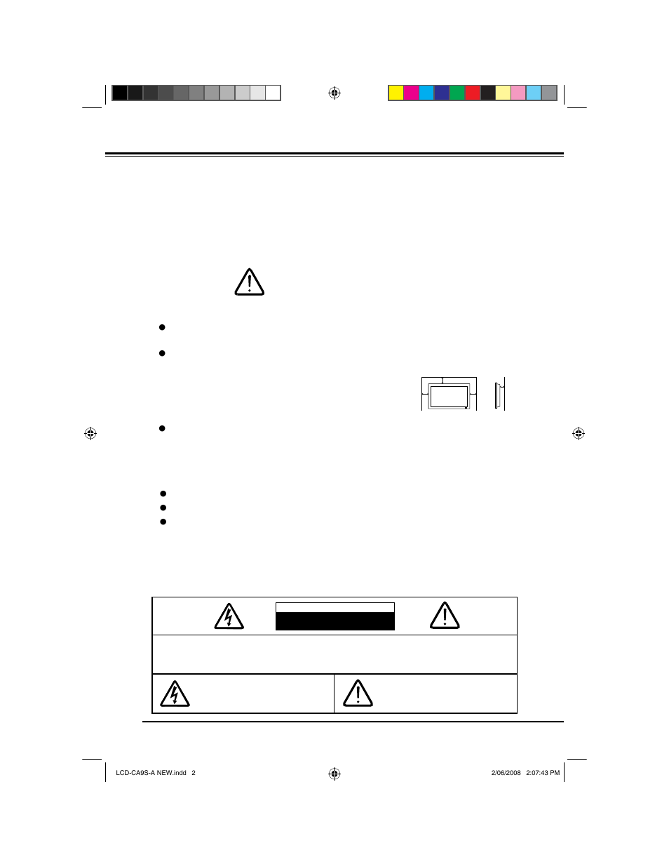 Safety precaution, Caution in installing | Sanyo LCD-42CA9S User Manual | Page 2 / 44