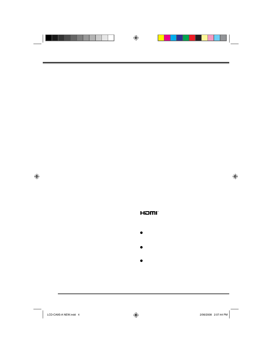 Table, Is registered trademarks of hdmi licensing, llc | Sanyo LCD-42CA9S User Manual | Page 4 / 44