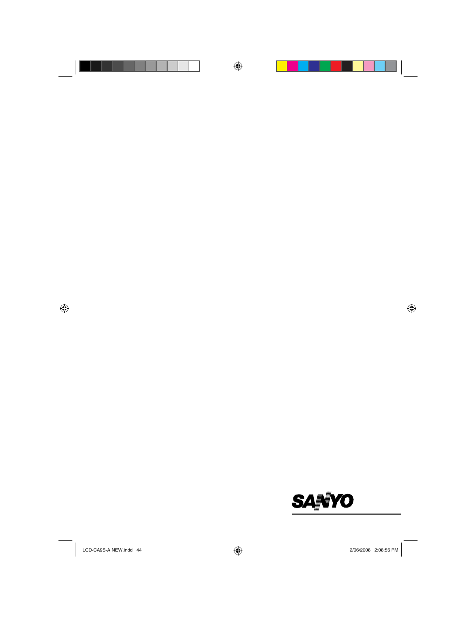 Sanyo LCD-42CA9S User Manual | Page 44 / 44