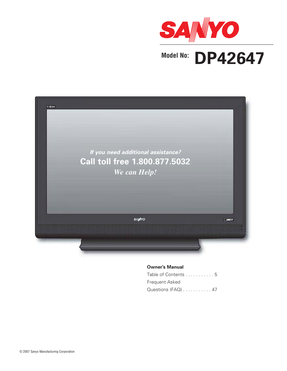 Sanyo DP42647 User Manual | 48 pages