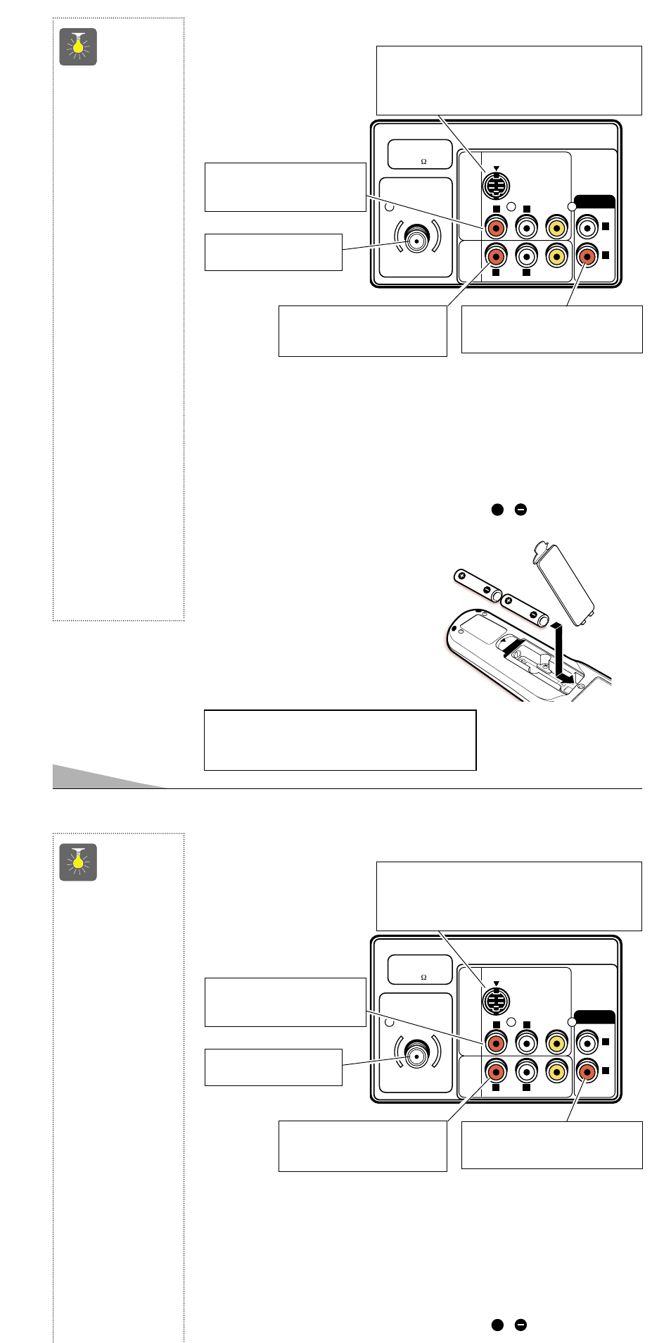 Control remoto universal, Panel posterior, Instalación de baterías (2 aa no incluídas) | Consejos rápidos | Sanyo AVM-3259S User Manual | Page 42 / 56