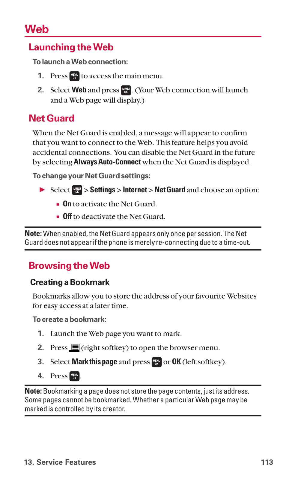 Launching the web, Net guard, Browsing the web | Sanyo SCP-6600 User Manual | Page 119 / 133