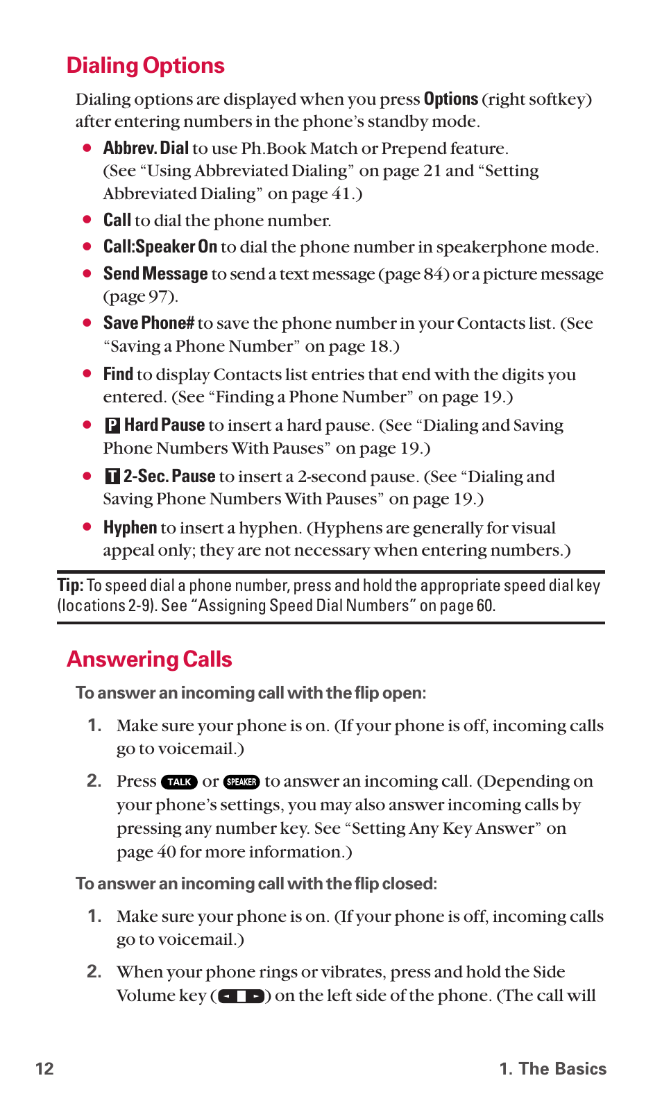 Dialing options, Answering calls | Sanyo SCP-6600 User Manual | Page 18 / 133