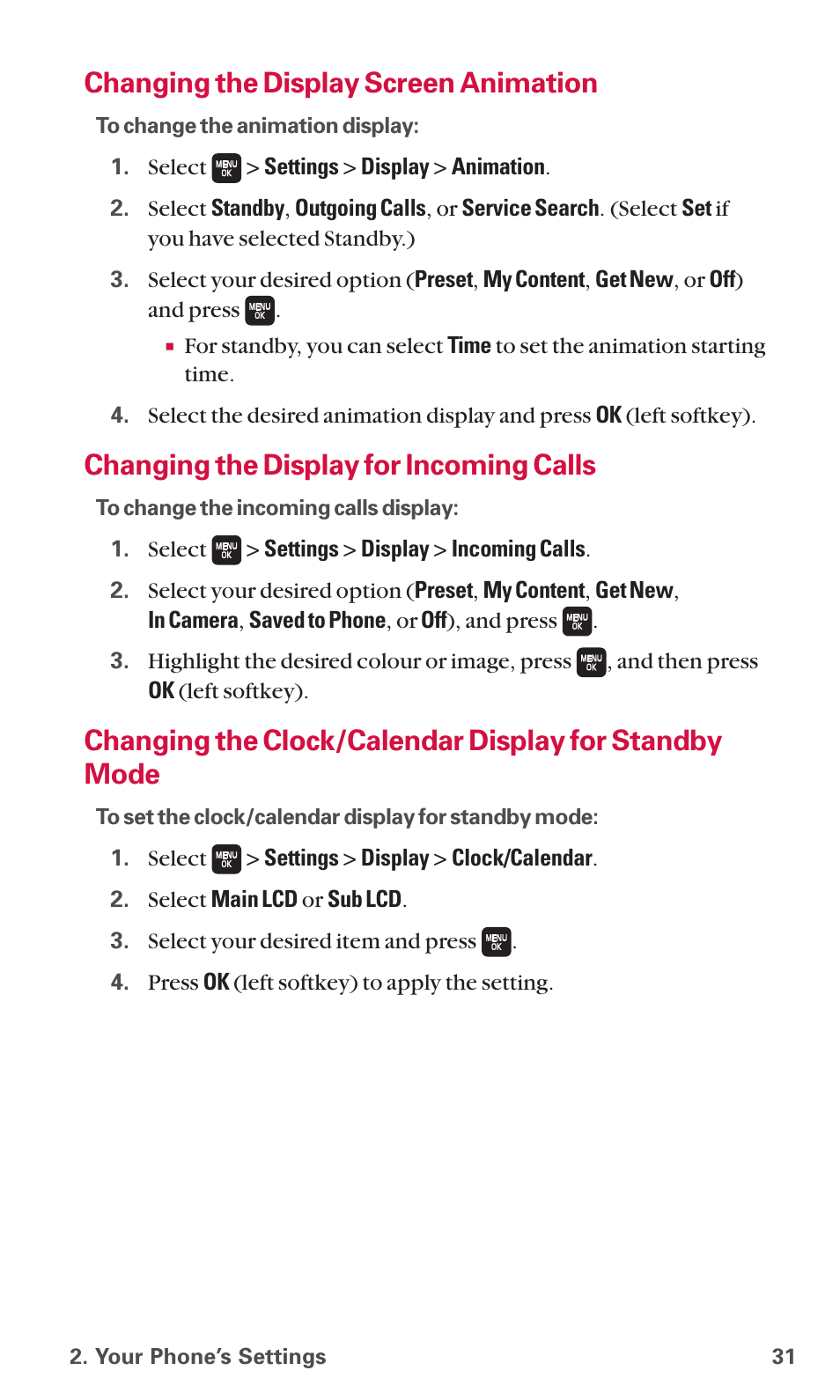 Changing the display screen animation, Changing the display for incoming calls | Sanyo SCP-6600 User Manual | Page 37 / 133
