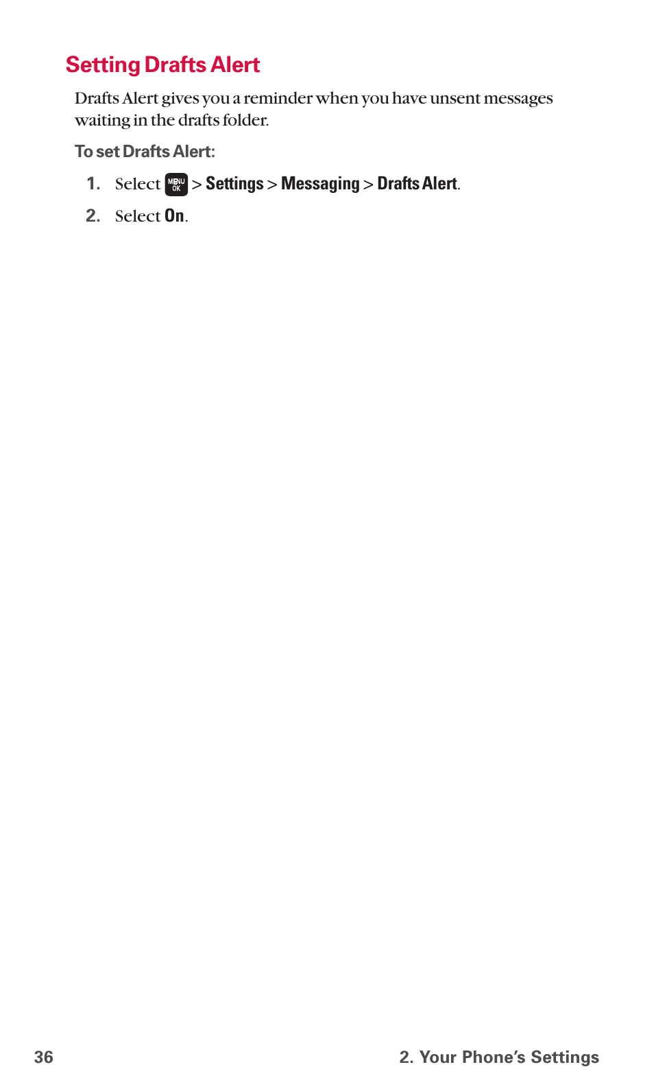Setting drafts alert | Sanyo SCP-6600 User Manual | Page 42 / 133