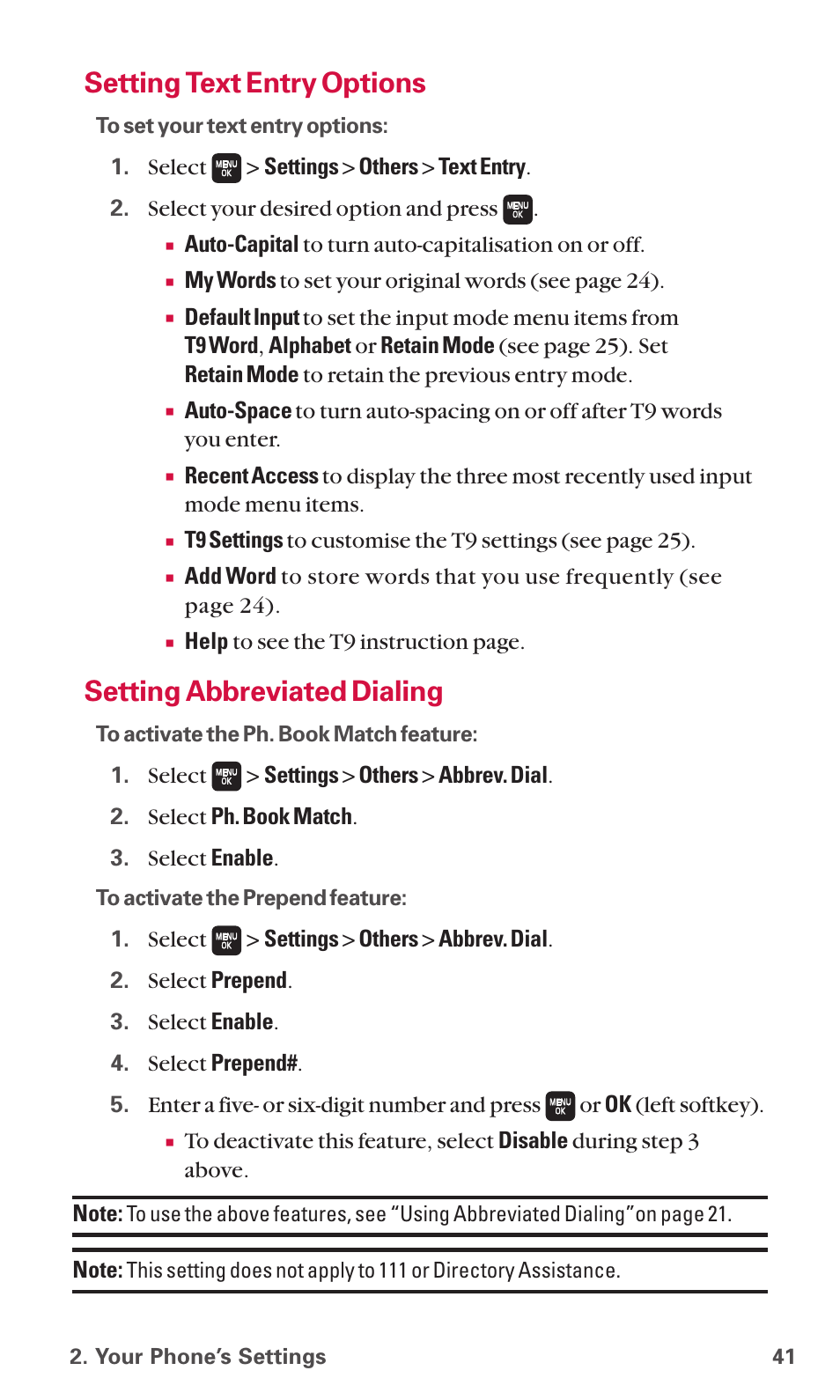Setting text entry options, Setting abbreviated dialing | Sanyo SCP-6600 User Manual | Page 47 / 133