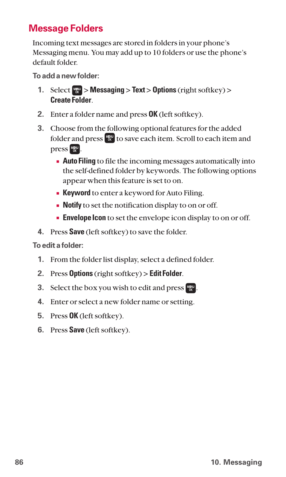 Message folders | Sanyo SCP-6600 User Manual | Page 92 / 133