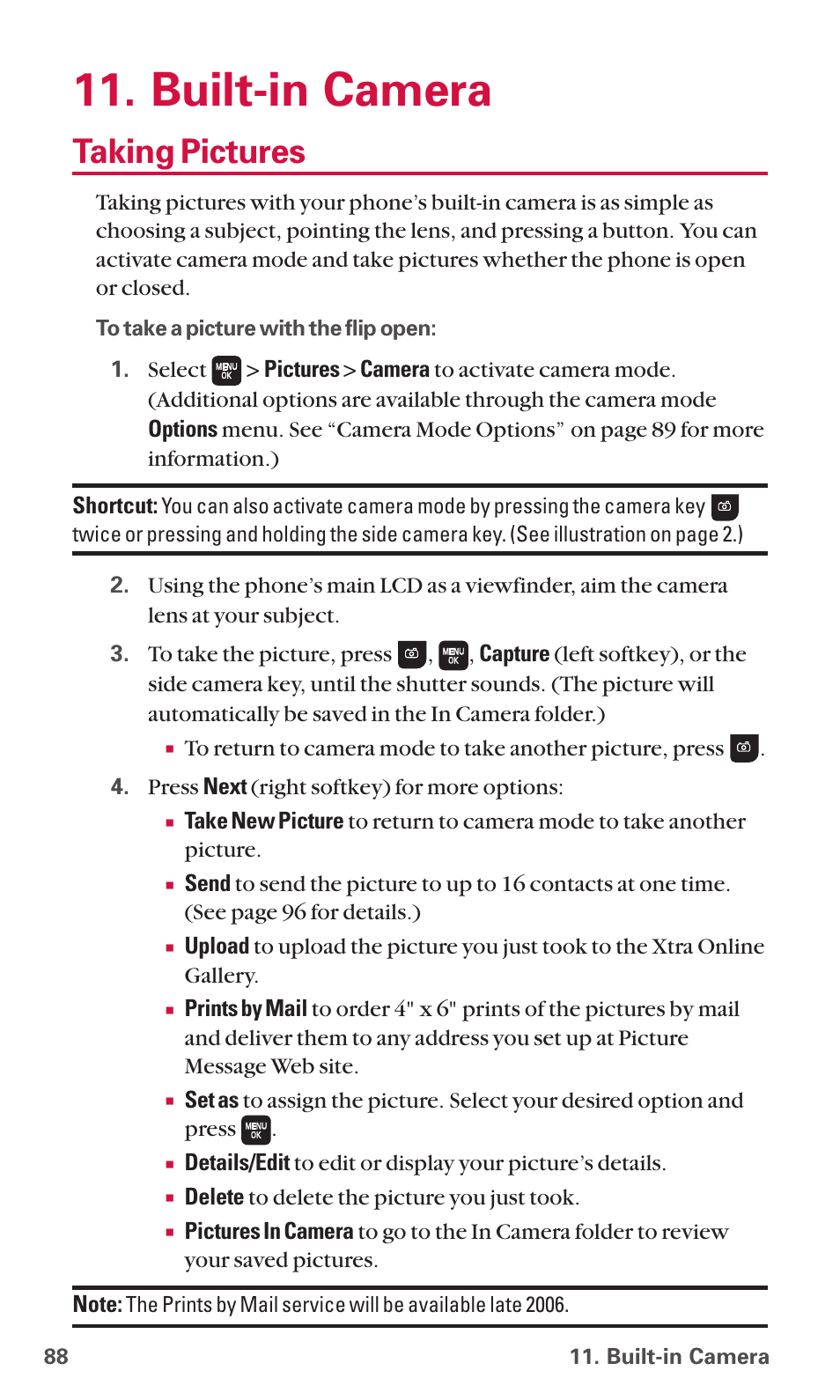 Built-in camera, Taking pictures | Sanyo SCP-6600 User Manual | Page 94 / 133