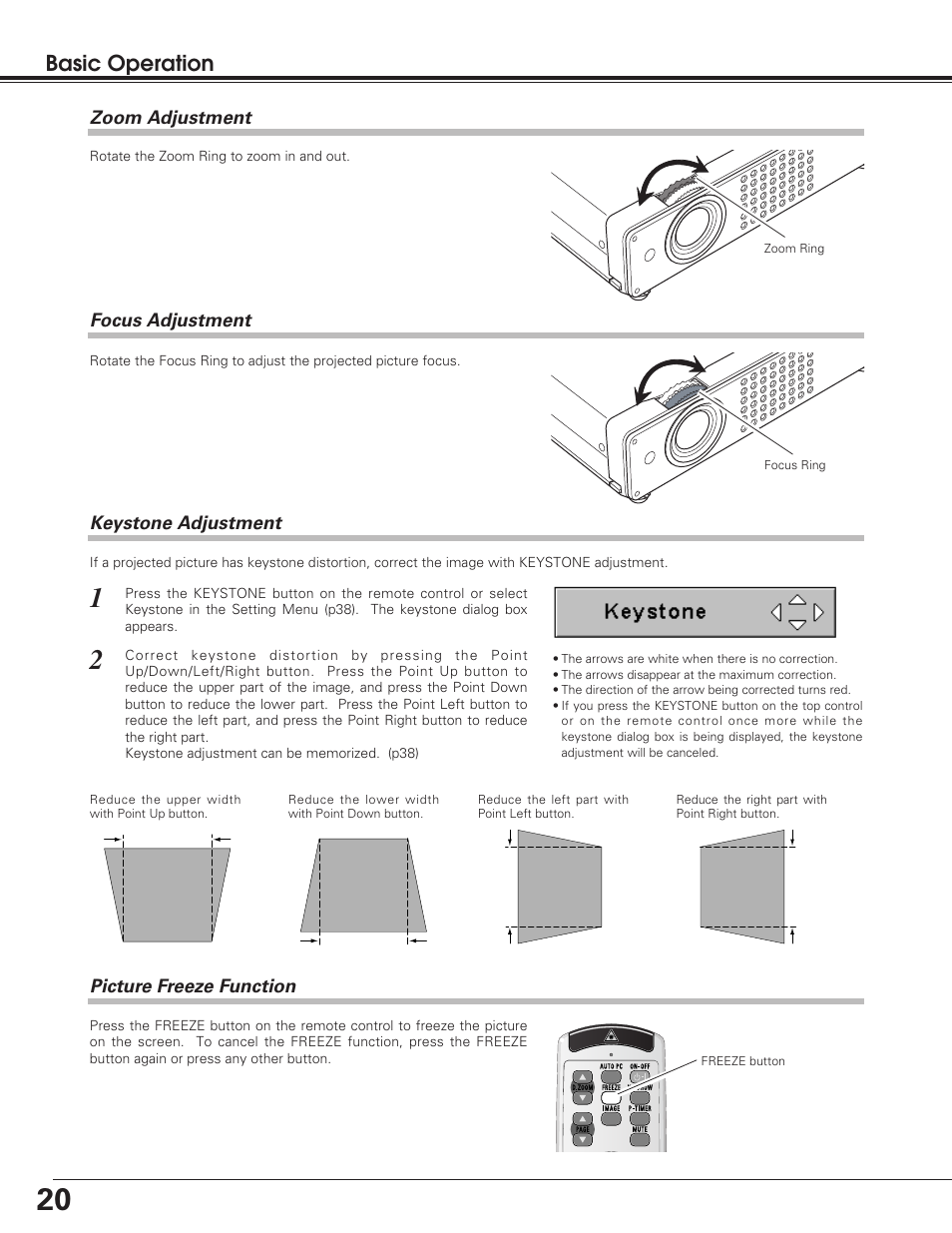 Basic operation | Sanyo PLC-SU50S User Manual | Page 20 / 56