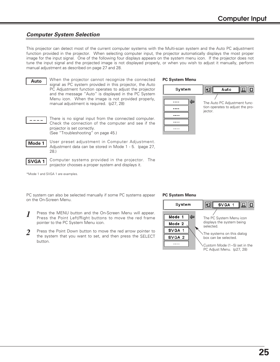 Computer input | Sanyo PLC-SU50S User Manual | Page 25 / 56