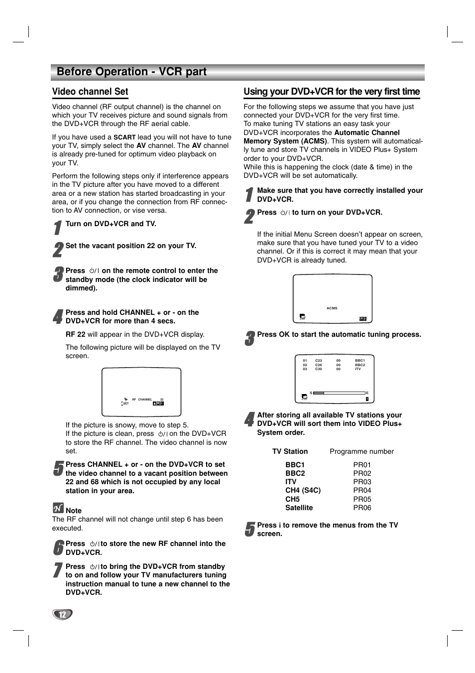 Before operation - vcr part | Sanyo HV-DX1E User Manual | Page 12 / 40