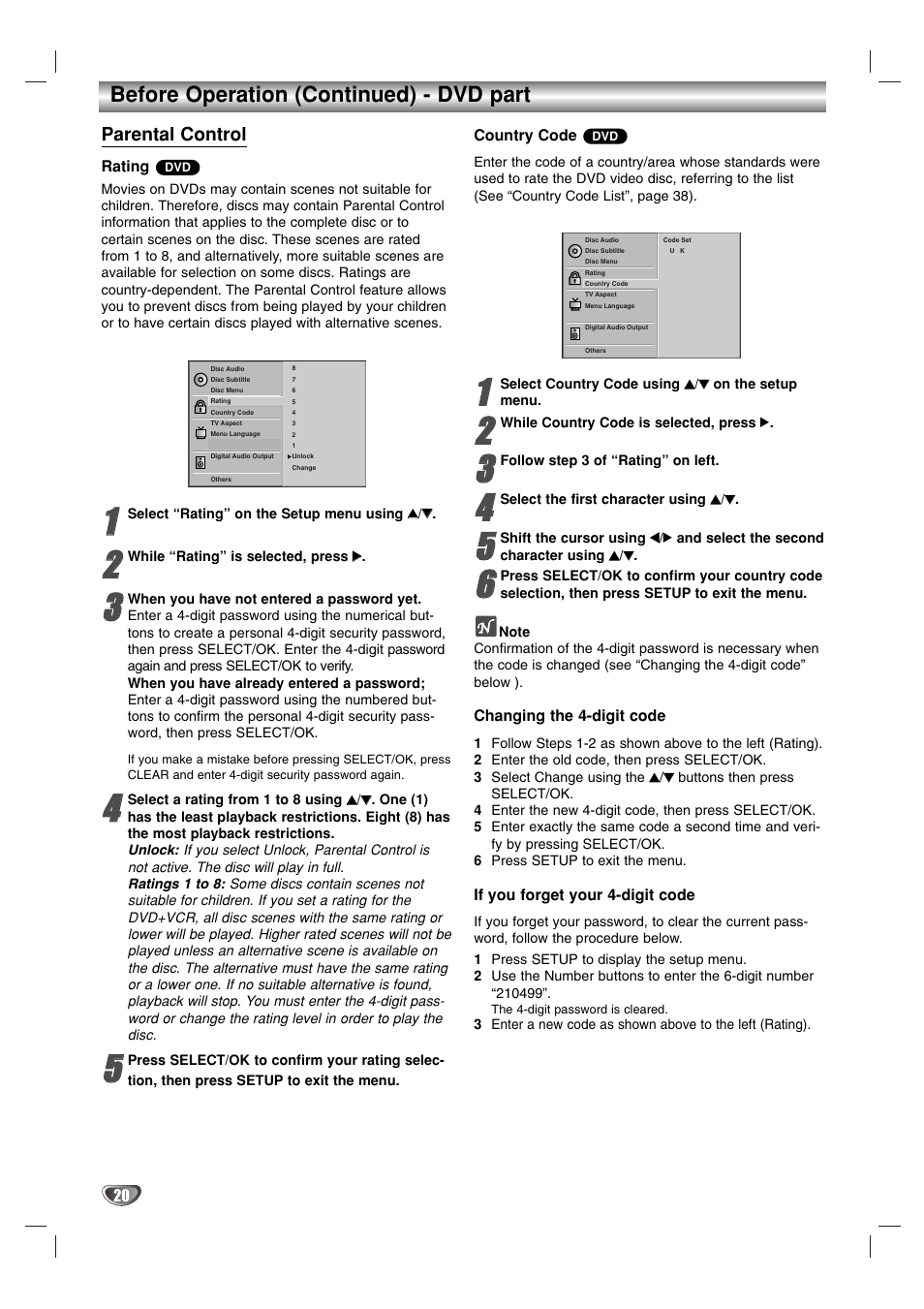 Before operation (continued) - dvd part | Sanyo HV-DX1E User Manual | Page 20 / 40