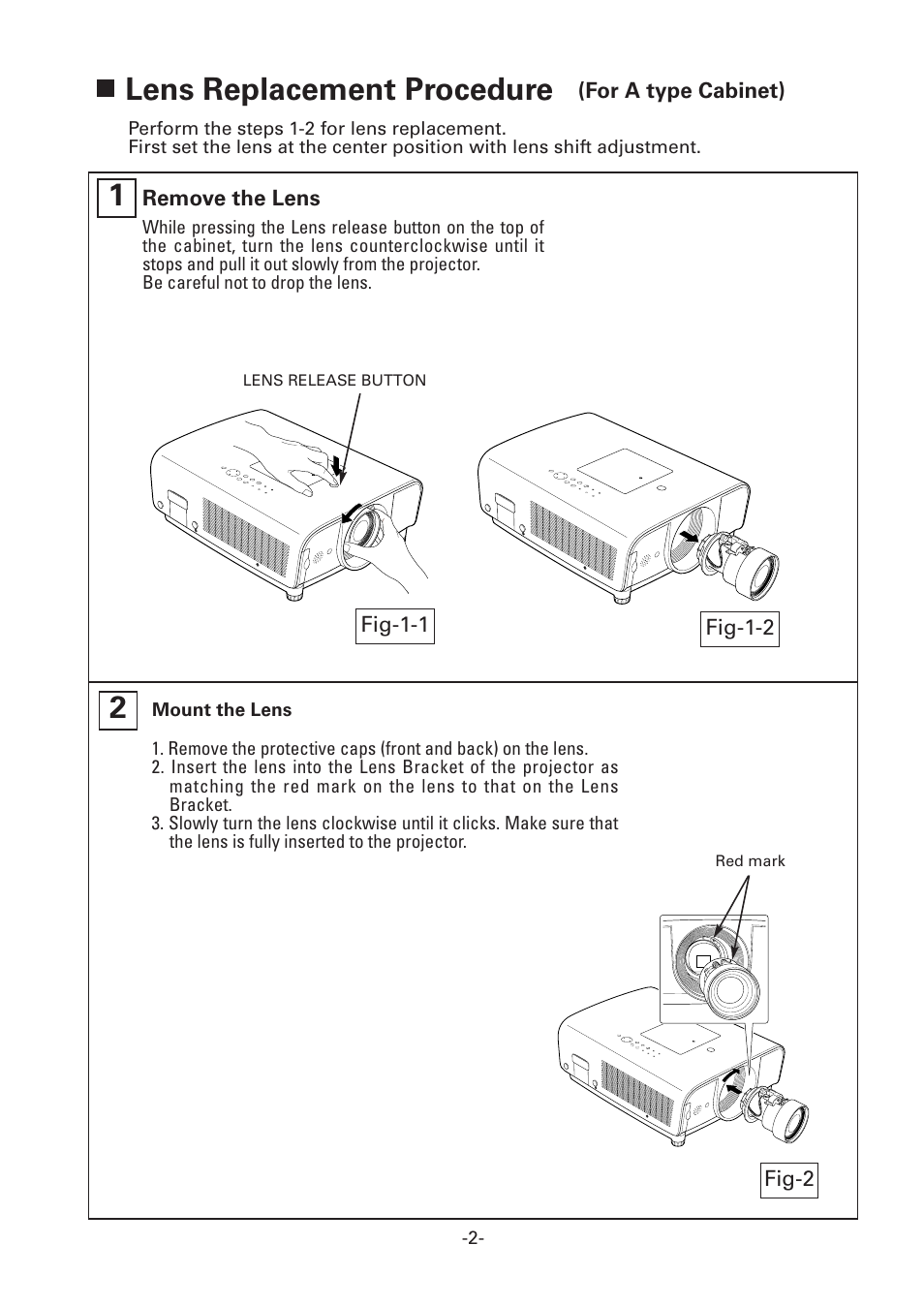 Lens replacement procedure | Sanyo AH-23541 User Manual | Page 2 / 6