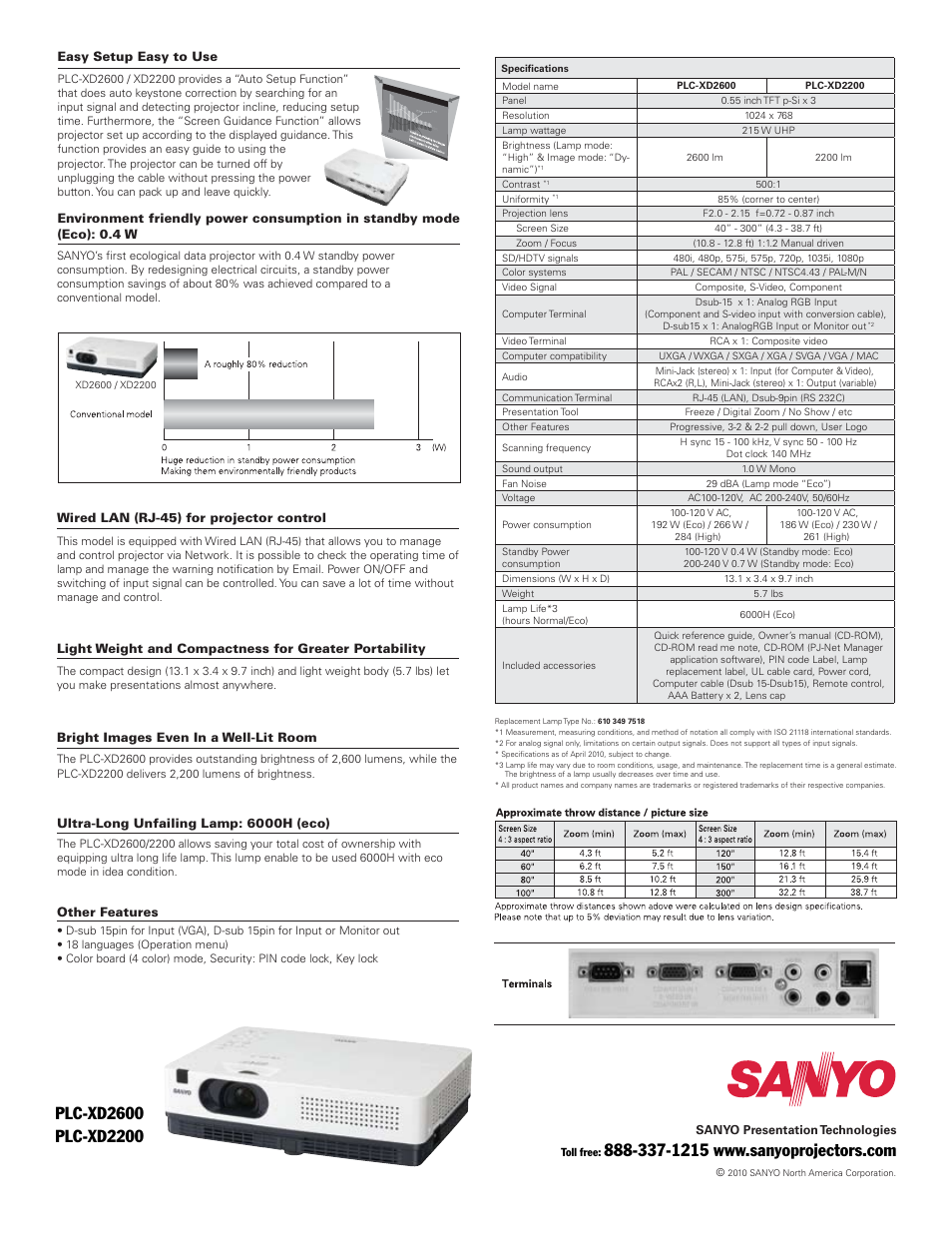 Sanyo Ultra Portable Multimedia PLC-XD2600 User Manual | Page 2 / 2