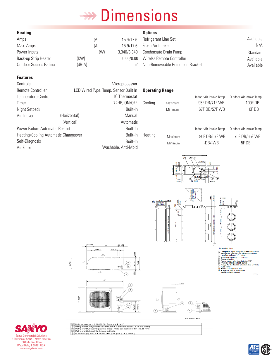 Dimensions | Sanyo 26UHW72R User Manual | Page 2 / 2