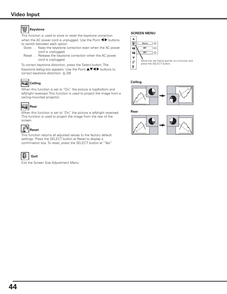 Video input | Sanyo PLC-XP100BKL User Manual | Page 44 / 81