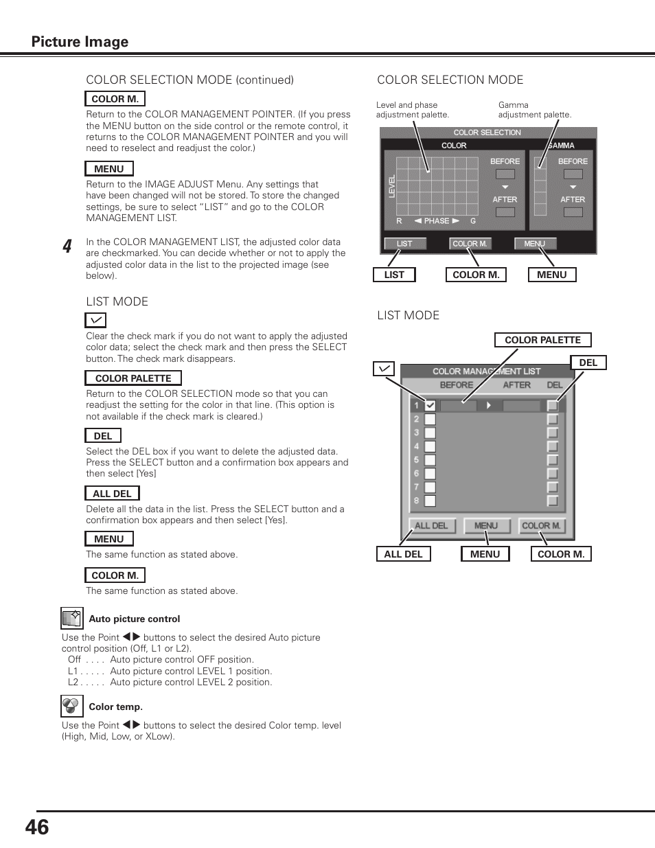 Picture image | Sanyo PLC-XP100BKL User Manual | Page 46 / 81