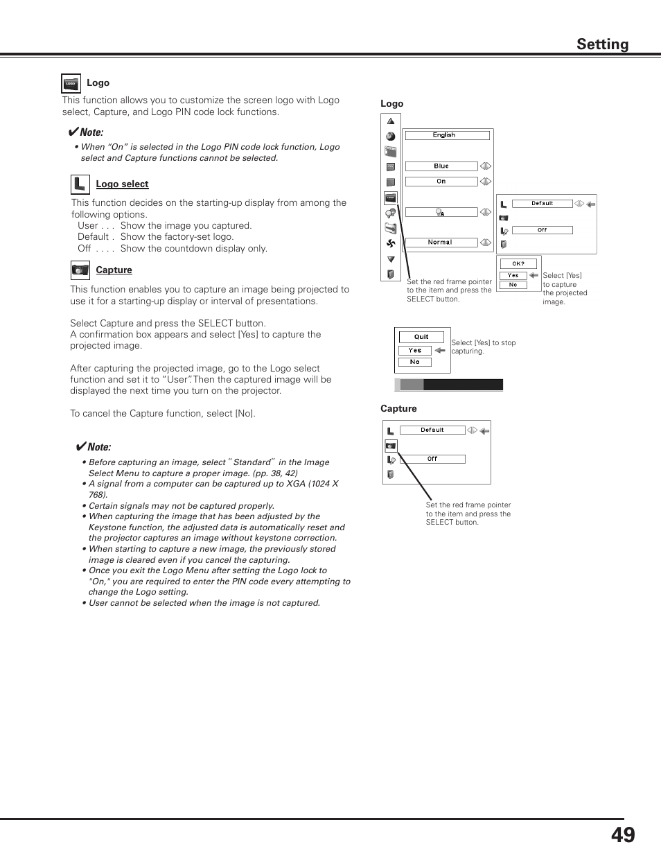 Setting | Sanyo PLC-XP100BKL User Manual | Page 49 / 81