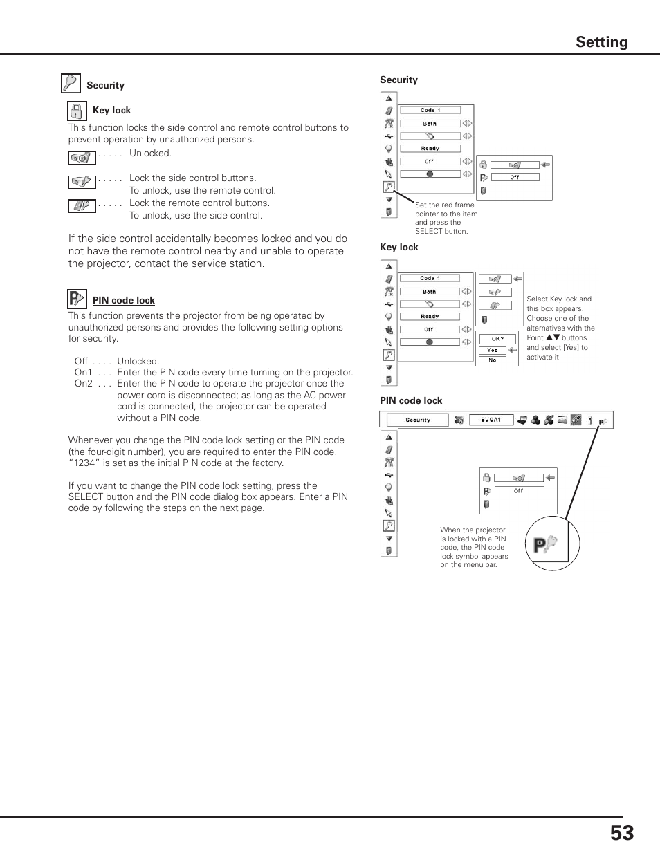 Setting | Sanyo PLC-XP100BKL User Manual | Page 53 / 81