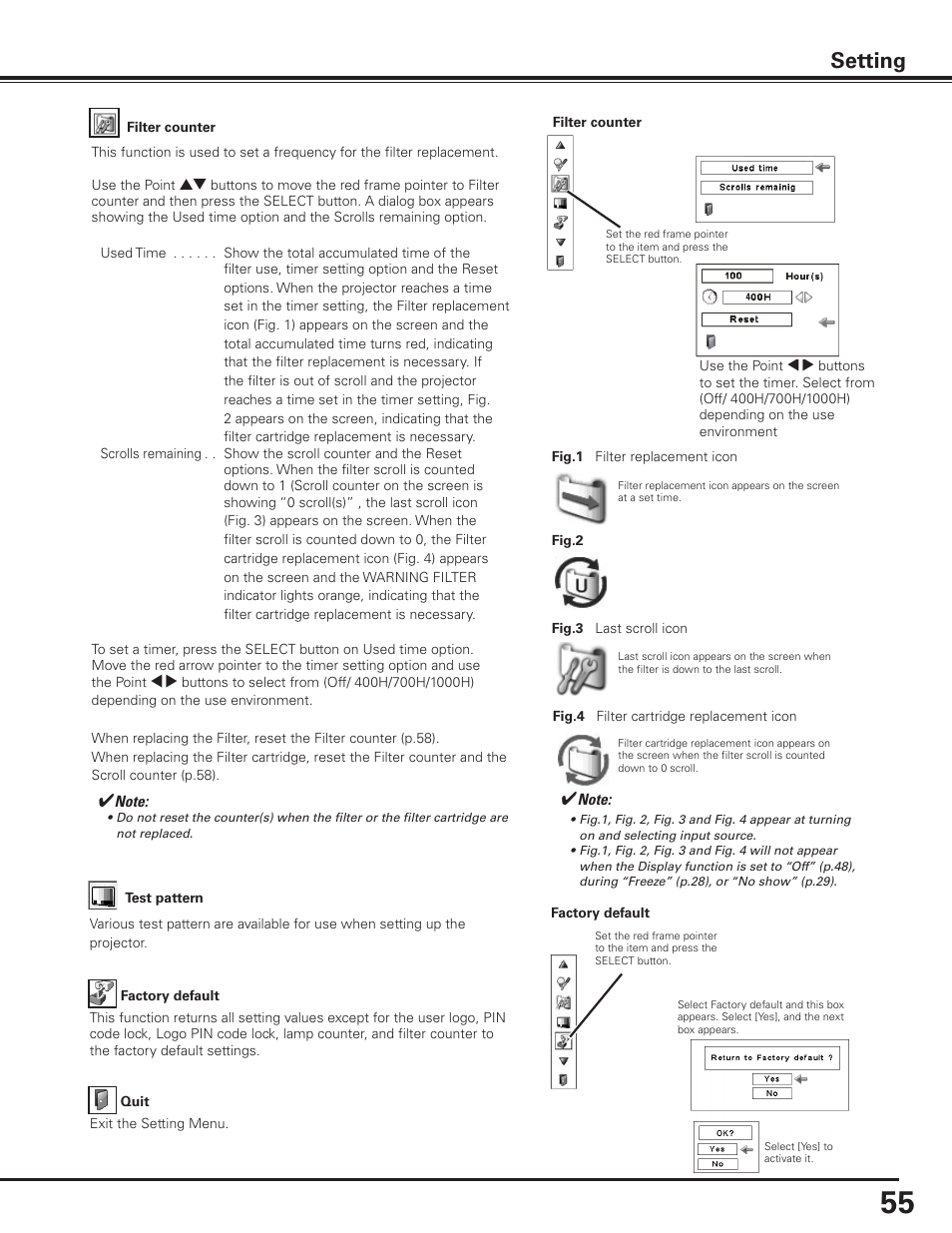 Setting | Sanyo PLC-XP100BKL User Manual | Page 55 / 81