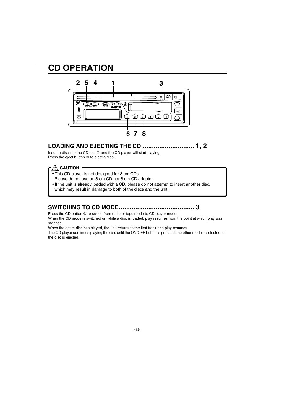 Cd operation | Sanyo FXCD-550 User Manual | Page 14 / 27