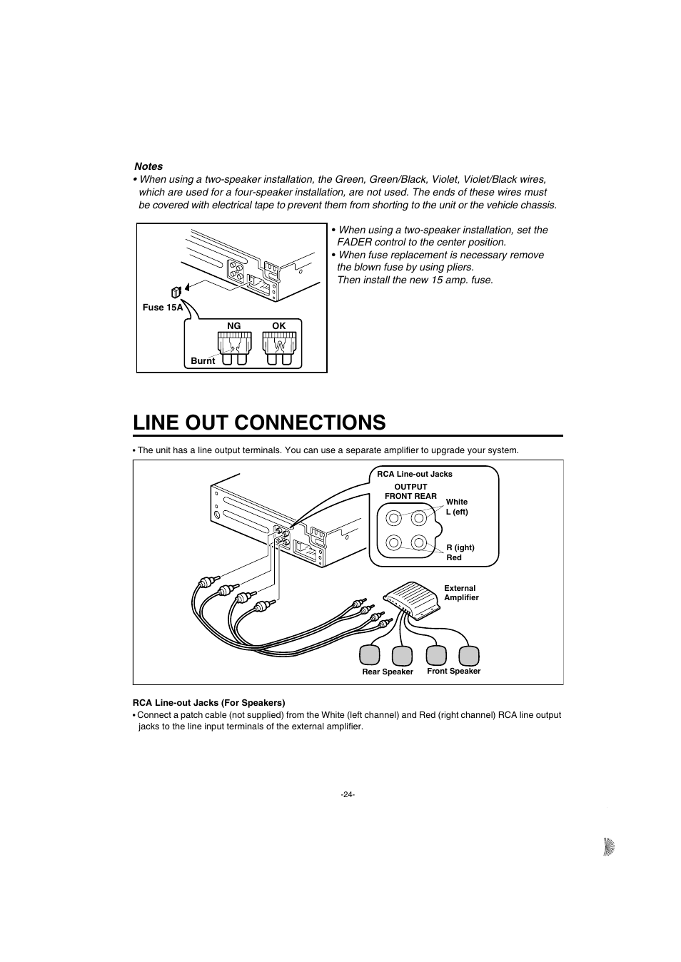 Line out connections | Sanyo FXCD-550 User Manual | Page 25 / 27