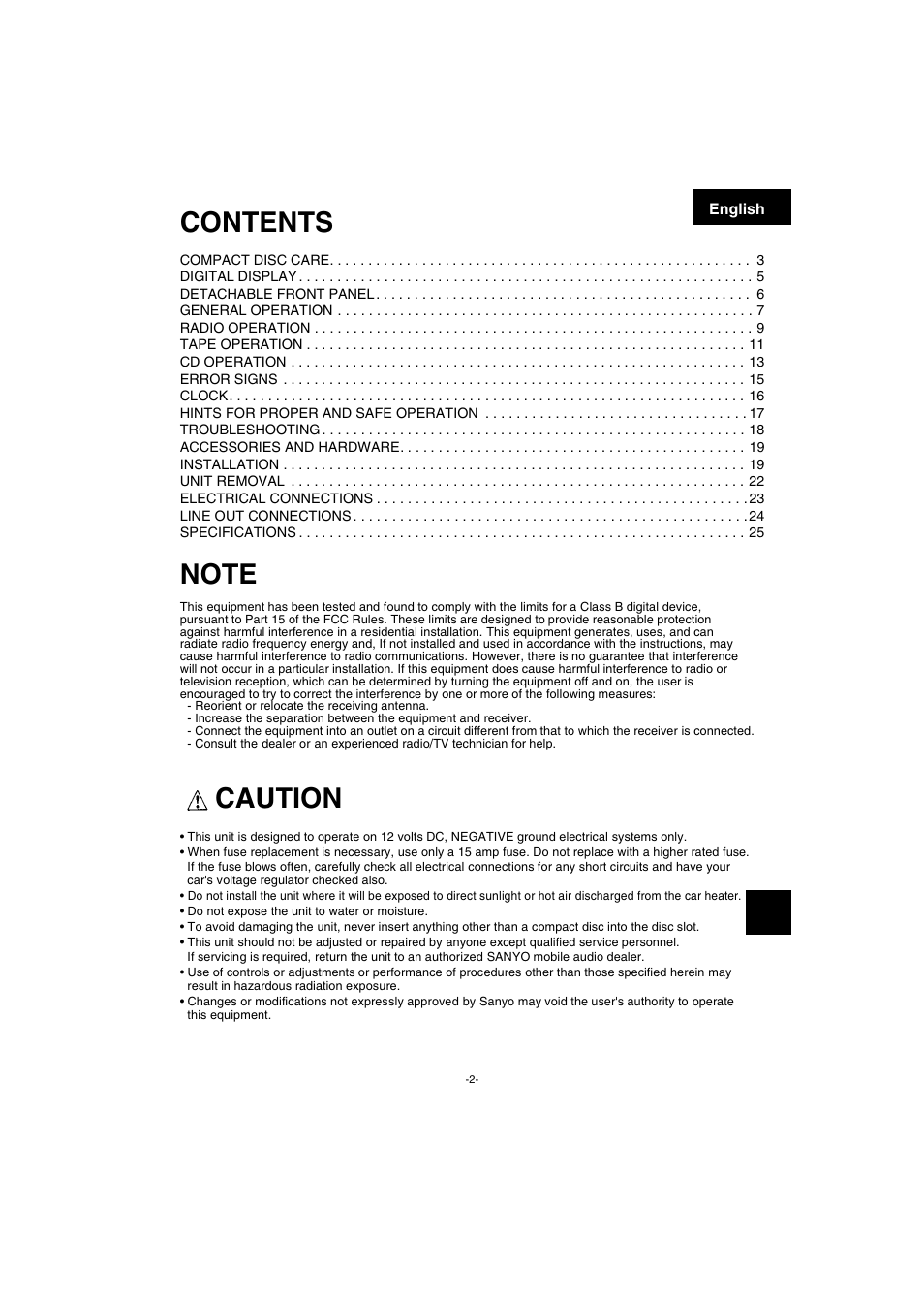 Sanyo FXCD-550 User Manual | Page 3 / 27