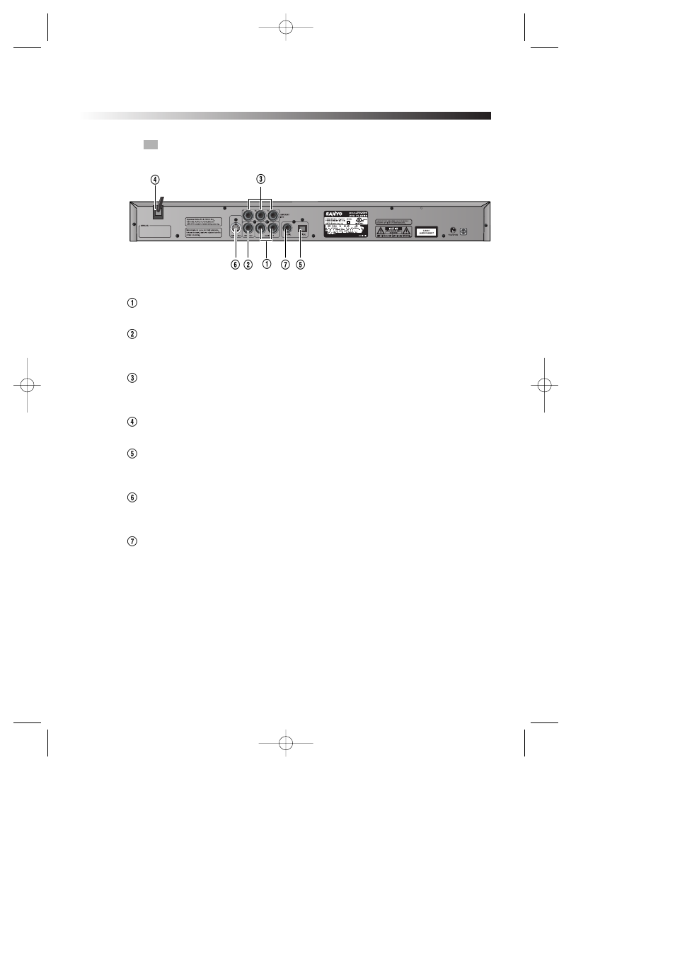 Preparations before operation, Rear panel | Sanyo DVD-DX405 User Manual | Page 12 / 41