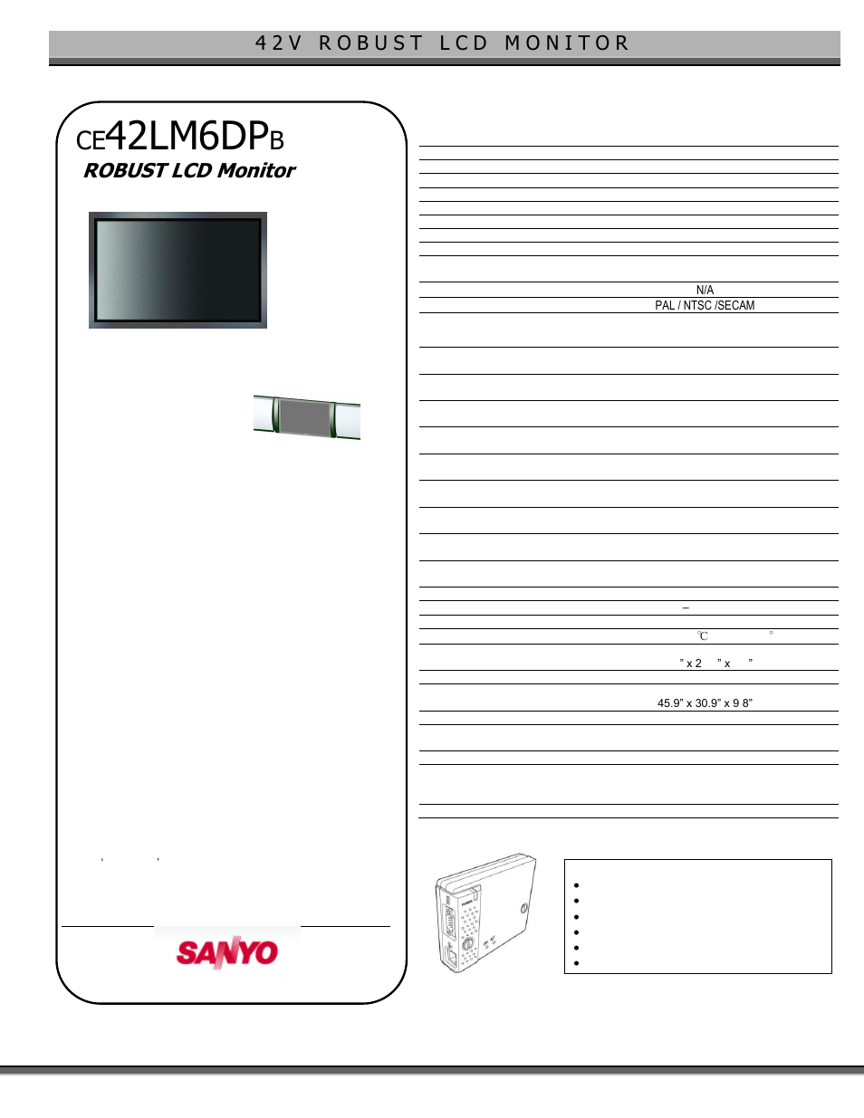 Sanyo CE42LM6DPB User Manual | 1 page