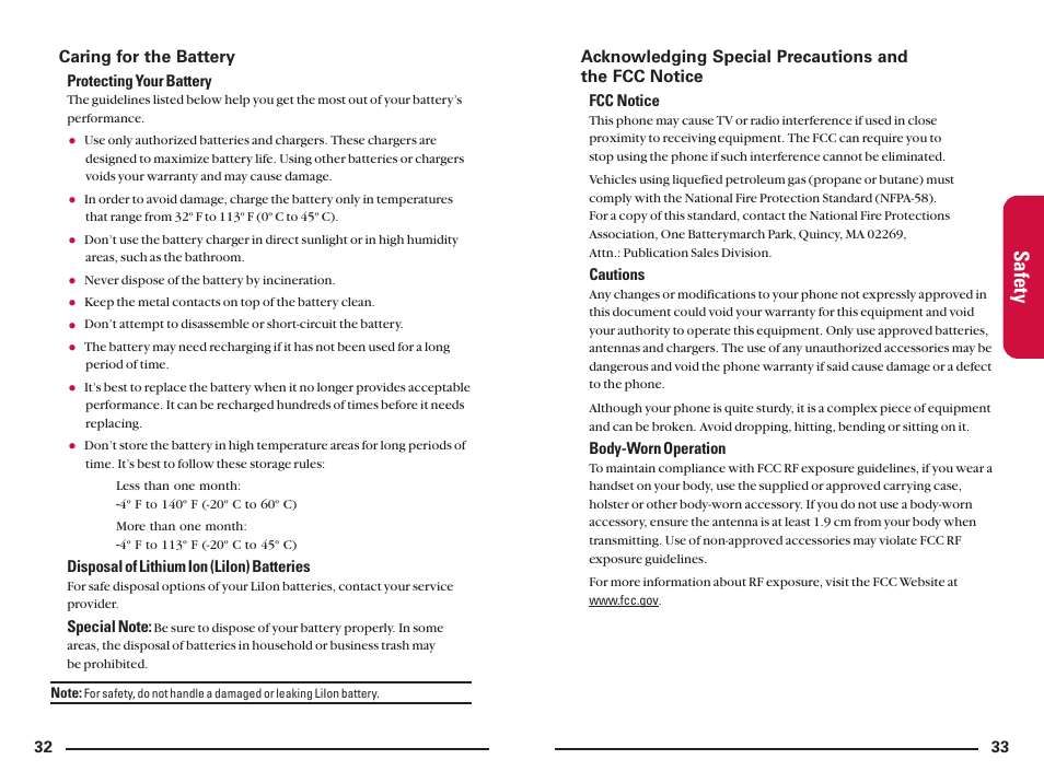 Safety | Sanyo SCP200 User Manual | Page 20 / 22