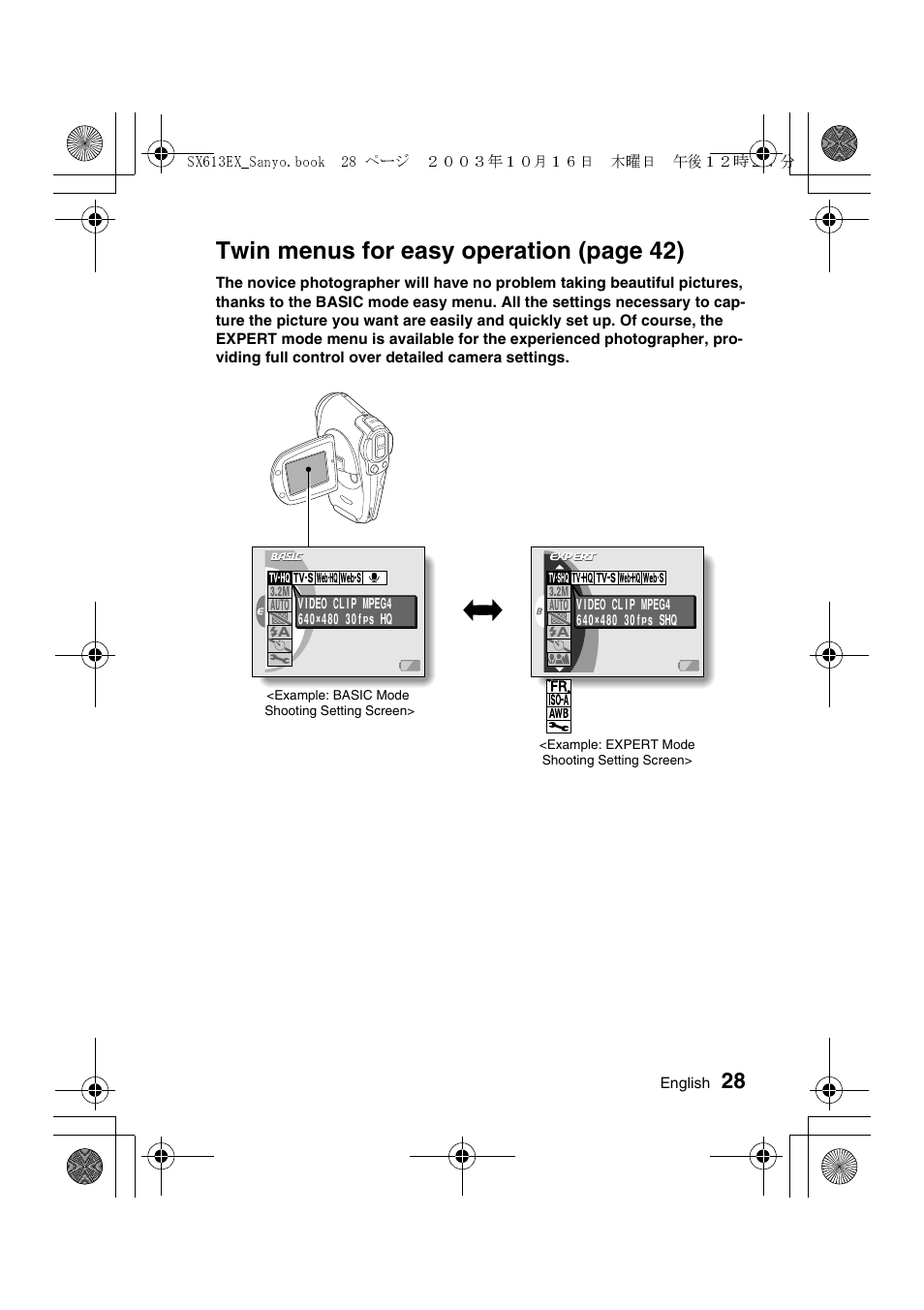 Twin menus for easy operation (page 42) | Sanyo VPC-C1 User Manual | Page 31 / 176