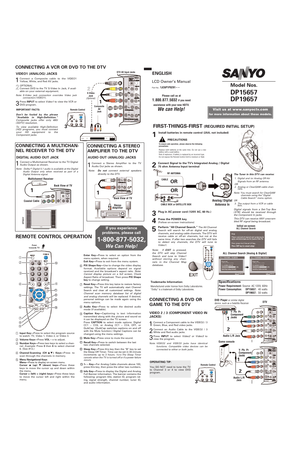 Sanyo DP15657 User Manual | 2 pages