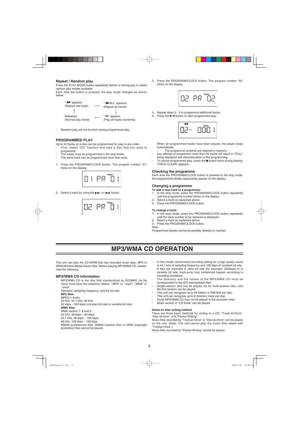 Mp3/wma cd operation | Sanyo DC-DA1465M User Manual | Page 7 / 12