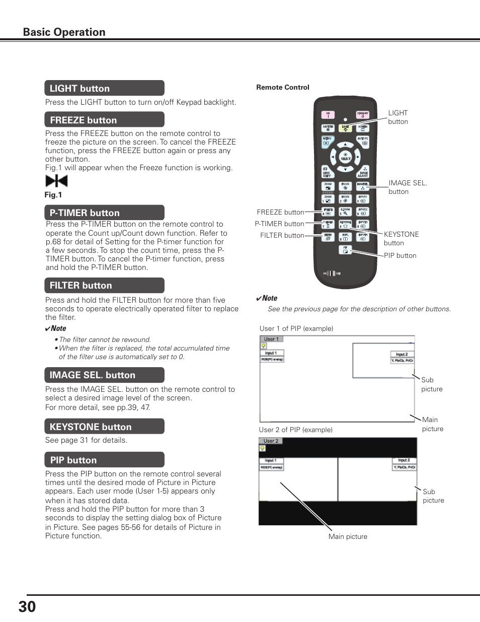 Basic operation | Sanyo PLC HF10000L User Manual | Page 30 / 99