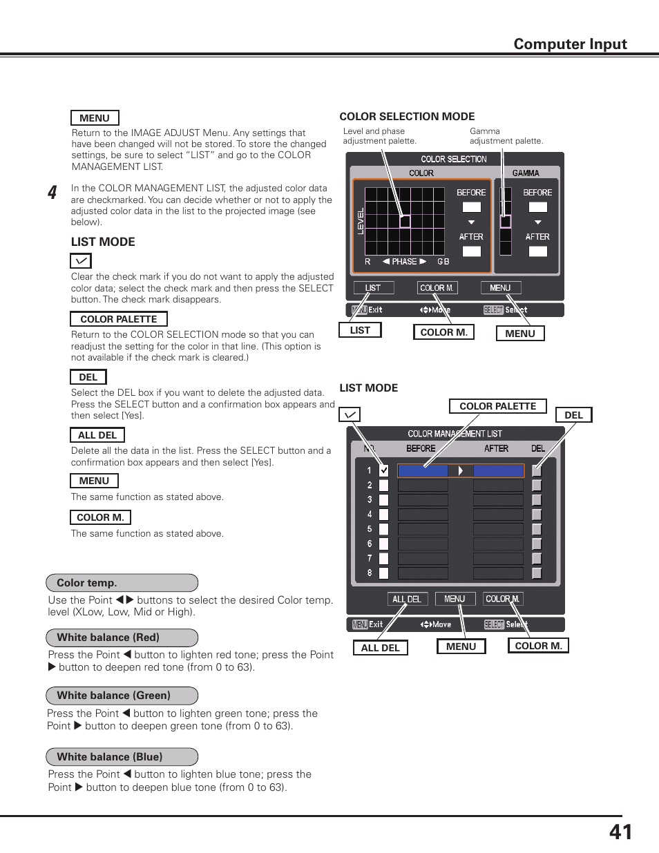 Computer input | Sanyo PLC HF10000L User Manual | Page 41 / 99