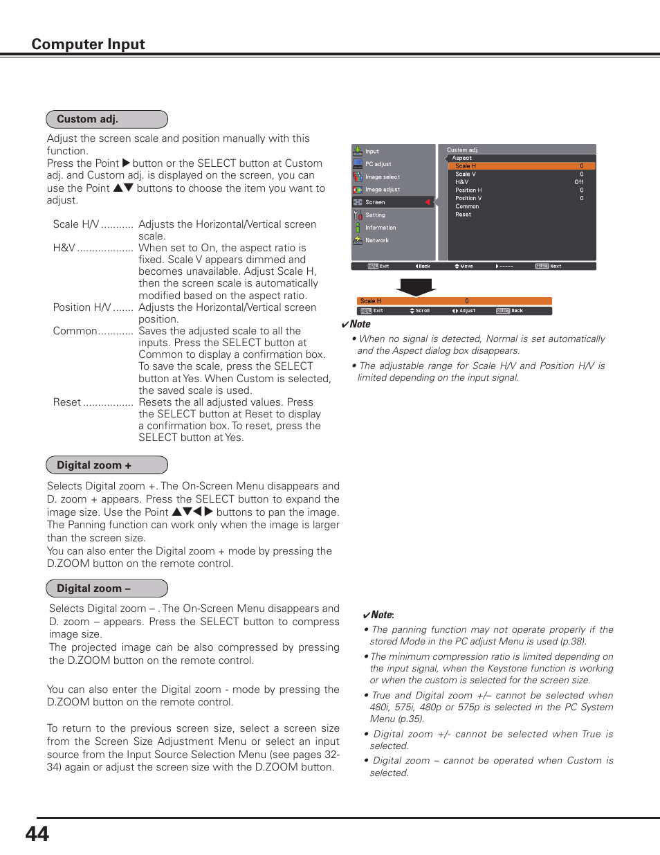 Computer input | Sanyo PLC HF10000L User Manual | Page 44 / 99