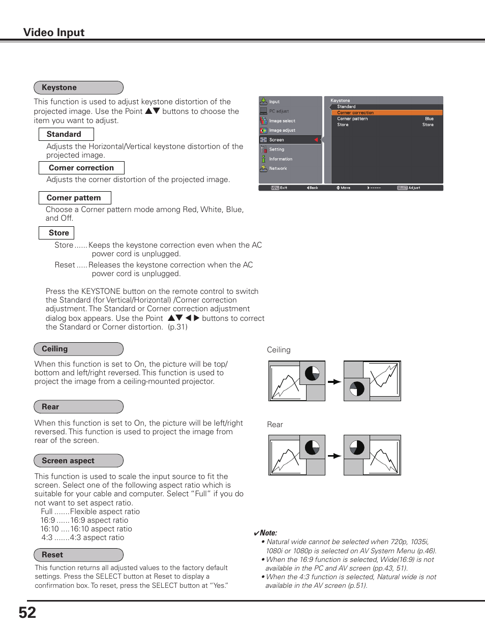 Video input | Sanyo PLC HF10000L User Manual | Page 52 / 99