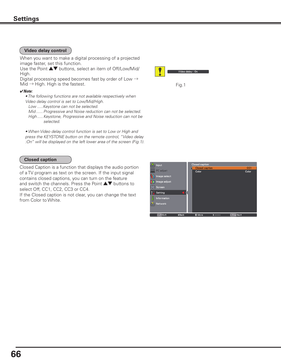 Settings | Sanyo PLC HF10000L User Manual | Page 66 / 99