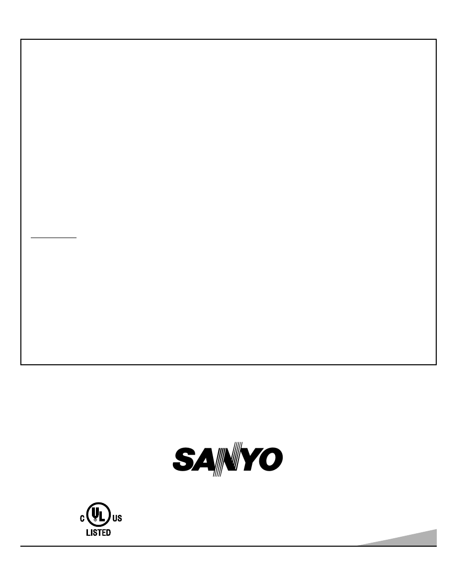 United states and canada warranty | Sanyo DS27830 User Manual | Page 21 / 64