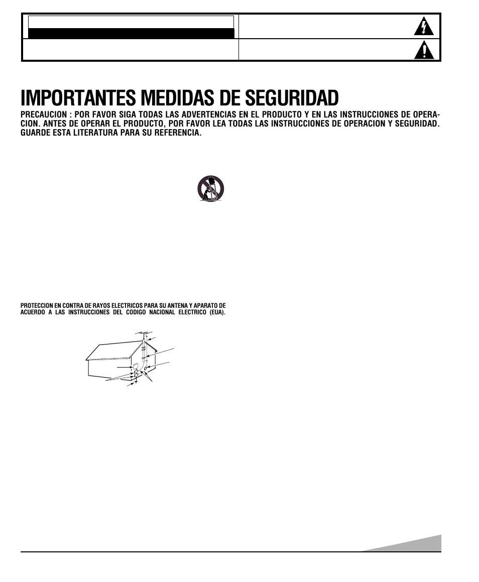 Importantes medidas de seguridad, Precaucion, Conectando la antena externa | Conectando el cordon de potencia, Limpieza, Servicio y reparación | Sanyo DS27830 User Manual | Page 23 / 64