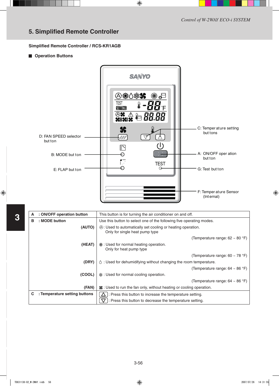 Td831138-02_9k, Simplified remote controller | Sanyo DHX4852 User Manual | Page 104 / 243