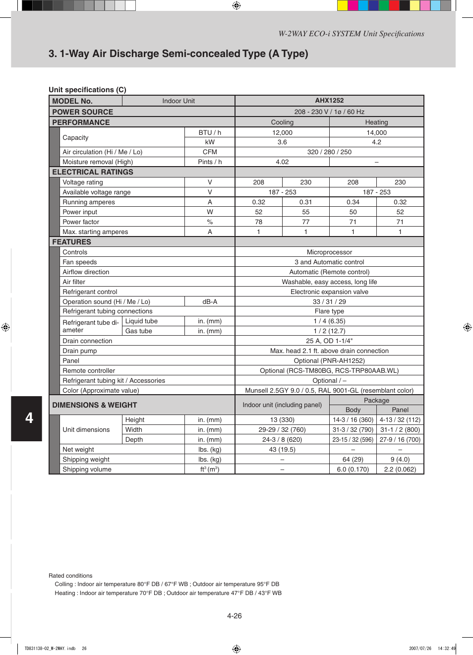 1-way air discharge semi-concealed type (a type) | Sanyo DHX4852 User Manual | Page 140 / 243