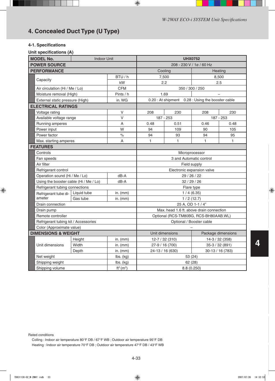 Td831138-02_ck, Concealed duct type (u type) | Sanyo DHX4852 User Manual | Page 147 / 243